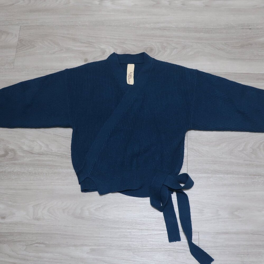 Knit Makers Chunky Knit Teal Wraparound Sweater NWOT S